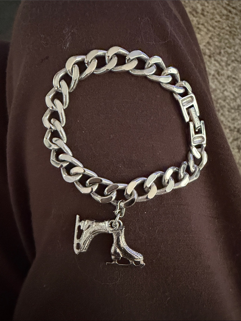 MONET Silver Chain Bracelet with Ice Skate Charm
